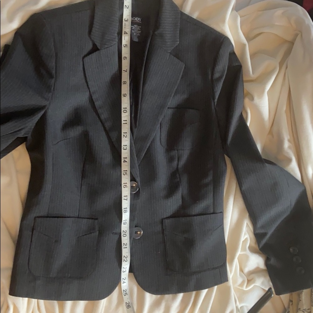 Charcoal pinstripe blazer  pants suit wool blend - Picture 8 of 12
